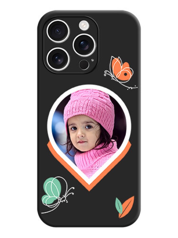 Custom Upload Pic With Simple Butterly Design On Space Black Custom Soft Matte Mobile Back Cover - iPhone 16 Pro