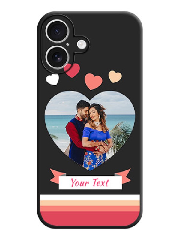 Custom Love Shaped Photo with Colorful Stripes On Space Black Custom Soft Matte Mobile Back Cover - iPhone 16