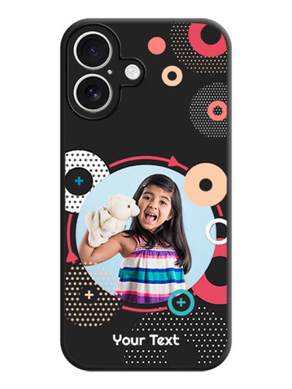 Custom Multicoloured Round Image On Space Black Custom Soft Matte Mobile Back Cover - iPhone 16