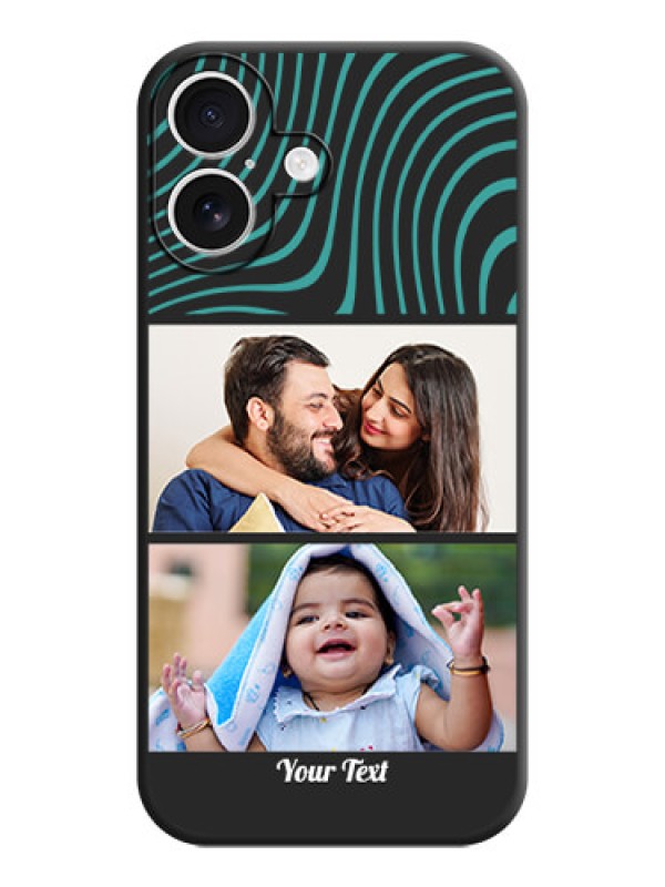 Custom Wave Pattern with 2 Image Holder On Space Black Custom Soft Matte Mobile Back Cover - iPhone 16