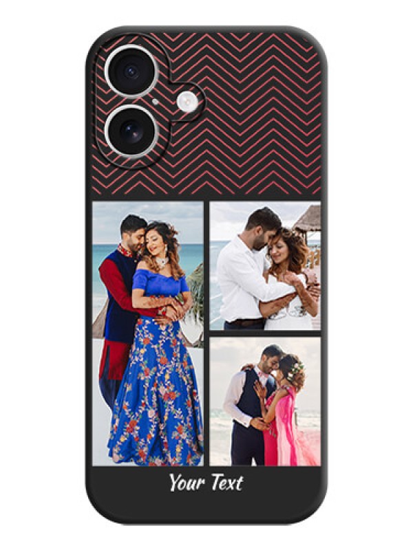 Custom Wave Pattern with 3 Image Holder On Space Black Custom Soft Matte Mobile Back Cover - iPhone 16