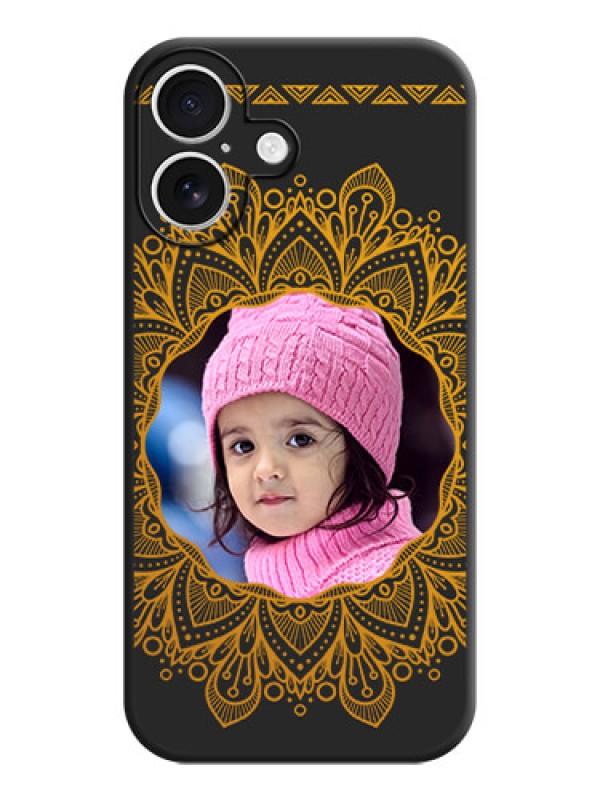 Custom Round Image with Floral Design On Space Black Custom Soft Matte Mobile Back Cover - iPhone 16