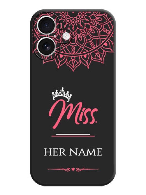 Custom Mrs Name with Floral Design On Space Black Custom Soft Matte Mobile Back Cover - iPhone 16