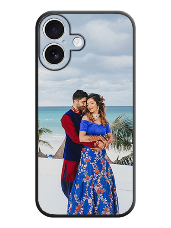 Custom Full Single Pic Upload On Space Black Custom Soft Matte Mobile Back Cover - iPhone 16