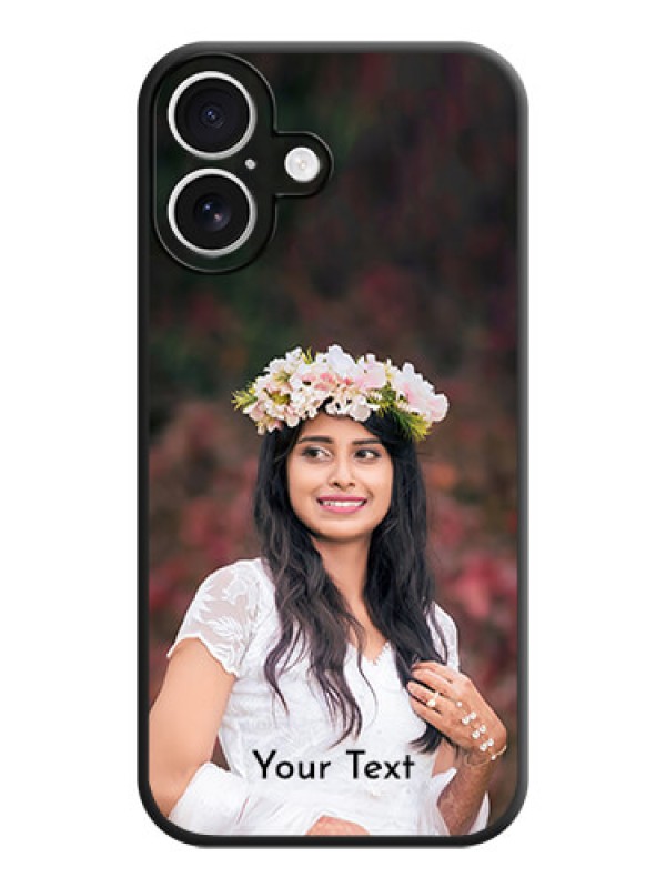 Custom Full Single Pic Upload With Text On Space Black Custom Soft Matte Mobile Back Cover - iPhone 16