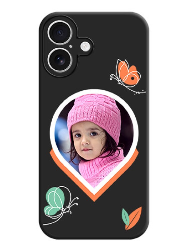 Custom Upload Pic With Simple Butterly Design On Space Black Custom Soft Matte Mobile Back Cover - iPhone 16