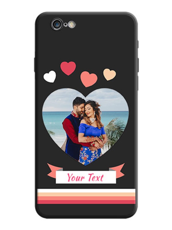 Custom Love Shaped Photo with Colorful Stripes on Personalised Space Black Soft Matte Cases - iPhone 6 Plus