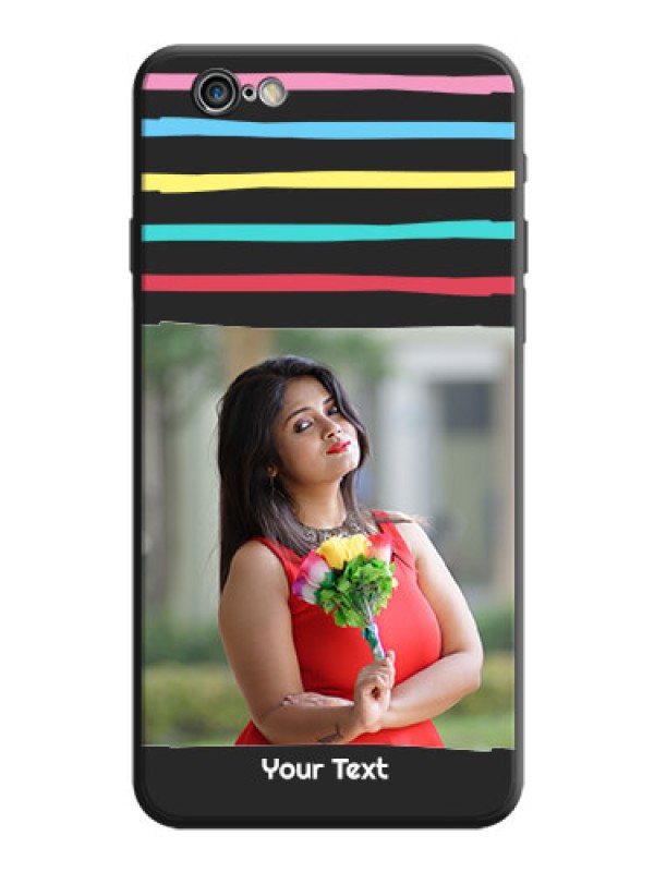 Custom Multicolor Lines with Image on Space Black Personalized Soft Matte Phone Covers - iPhone 6 Plus