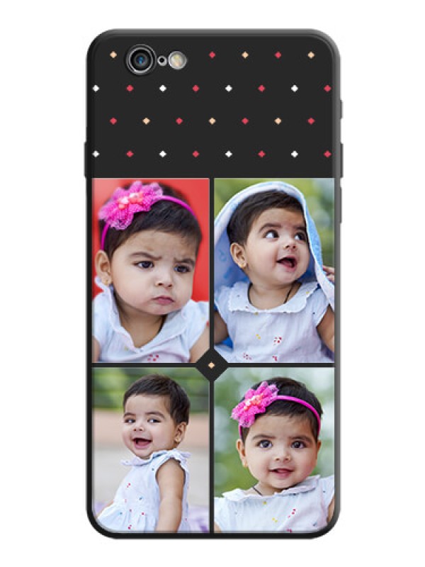 Custom Multicolor Dotted Pattern with 4 Image Holder on Space Black Custom Soft Matte Phone Cases - iPhone 6 Plus