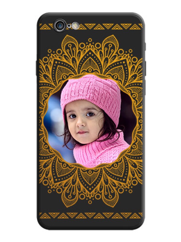 Custom Round Image with Floral Design - Photo on Space Black Soft Matte Mobile Cover - iPhone 6 Plus