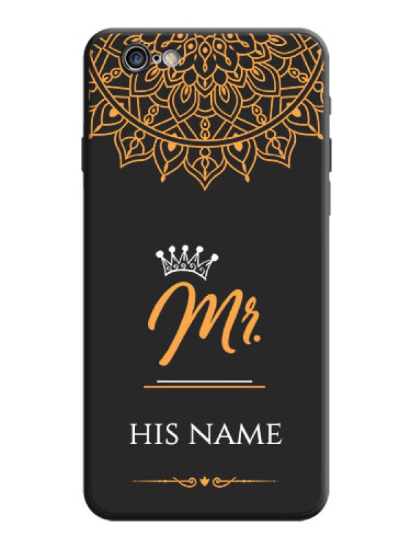 Custom Mr Name with Floral Design  on Personalised Space Black Soft Matte Cases - iPhone 6 Plus