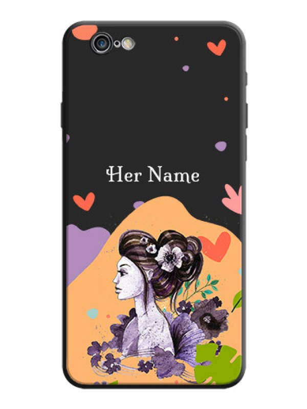 Custom Namecase For Her With Fancy Lady Image On Space Black Personalized Soft Matte Phone Covers -Apple Iphone 6 Plus