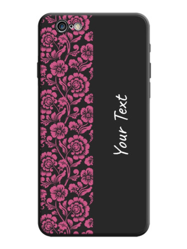 Custom Pink Floral Pattern Design With Custom Text On Space Black Personalized Soft Matte Phone Covers -Apple Iphone 6 Plus
