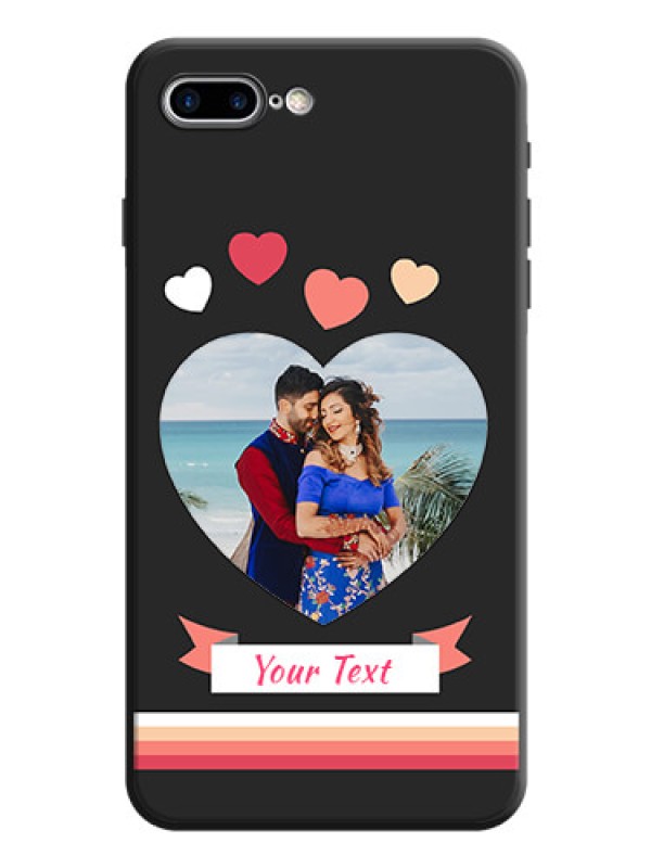Custom Love Shaped Photo with Colorful Stripes on Personalised Space Black Soft Matte Cases - iPhone 7 Plus