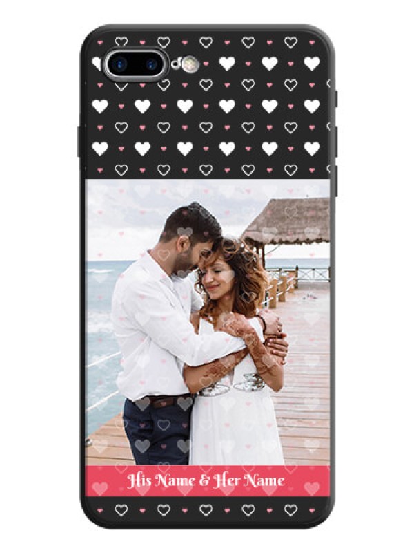 Custom White Color Love Symbols with Text Design - Photo on Space Black Soft Matte Phone Cover - iPhone 7 Plus