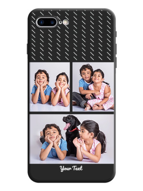 Custom Cross Dotted Pattern with 2 Image Holder  on Personalised Space Black Soft Matte Cases - iPhone 7 Plus