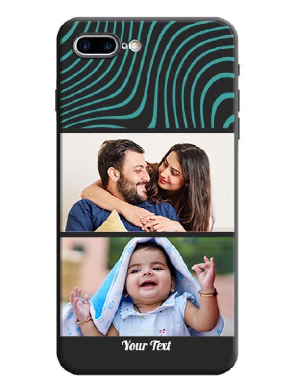 Custom Wave Pattern with 2 Image Holder on Space Black Personalized Soft Matte Phone Covers - iPhone 7 Plus
