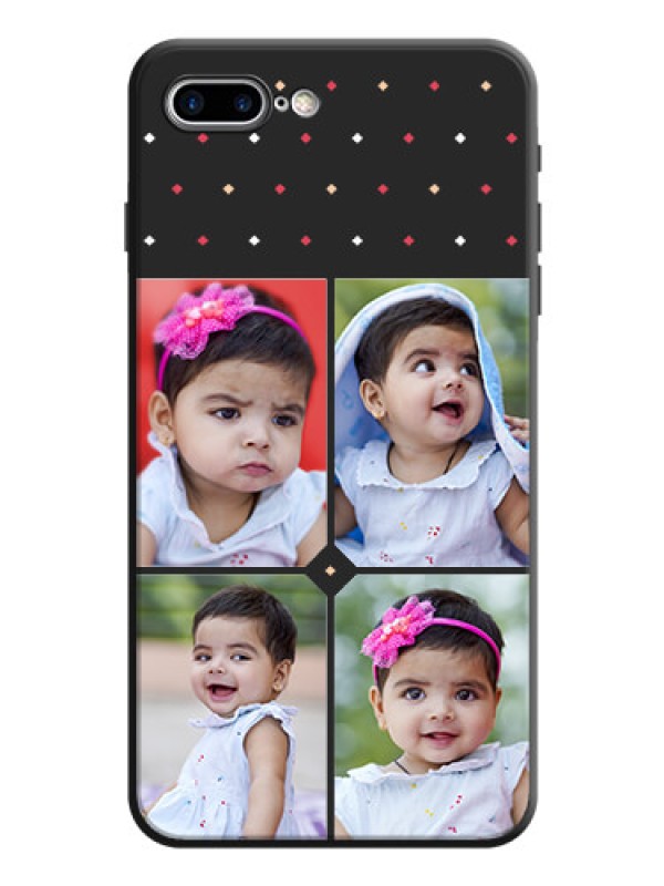 Custom Multicolor Dotted Pattern with 4 Image Holder on Space Black Custom Soft Matte Phone Cases - iPhone 7 Plus