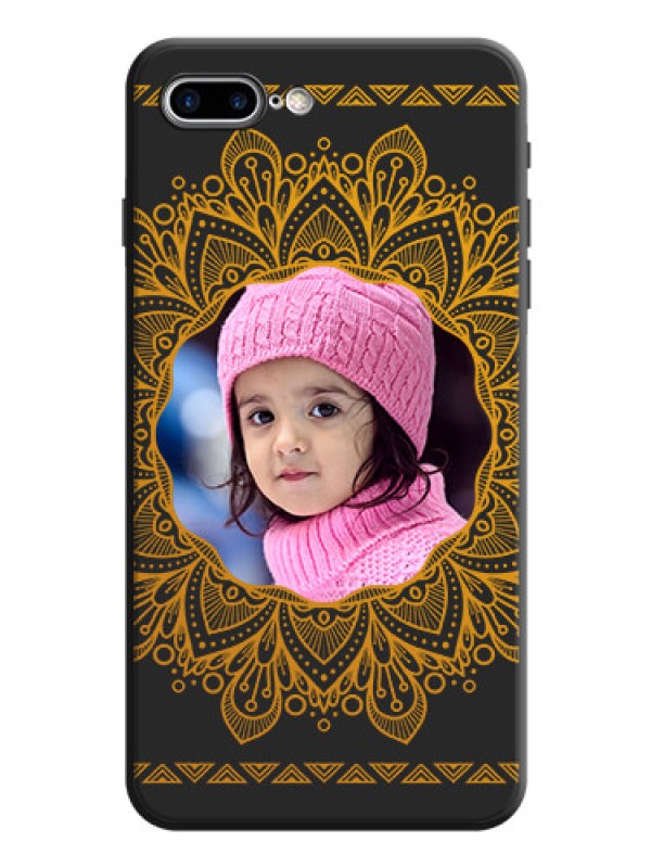 Custom Round Image with Floral Design - Photo on Space Black Soft Matte Mobile Cover - iPhone 7 Plus