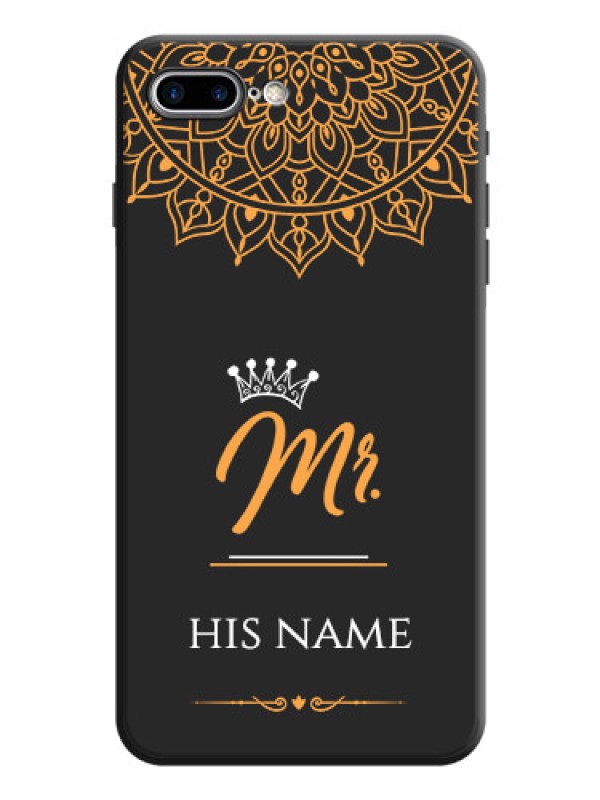Custom Mr Name with Floral Design  on Personalised Space Black Soft Matte Cases - iPhone 7 Plus