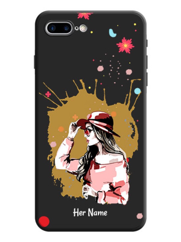 Custom Mordern Lady With Color Splash Background With Custom Text On Space Black Personalized Soft Matte Phone Covers -Apple Iphone 7 Plus