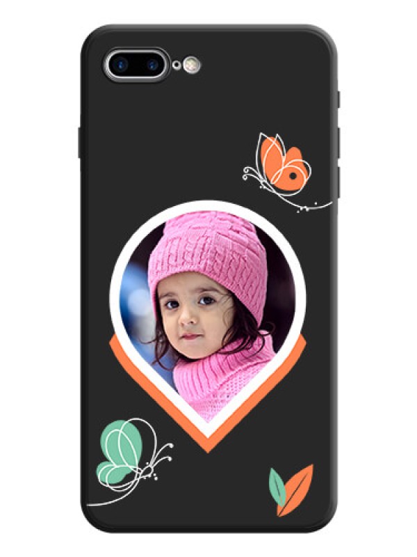 Custom Upload Pic With Simple Butterly Design On Space Black Personalized Soft Matte Phone Covers -Apple Iphone 7 Plus