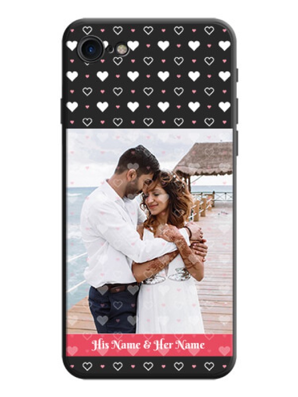 Custom White Color Love Symbols with Text Design - Photo on Space Black Soft Matte Phone Cover - iPhone 7