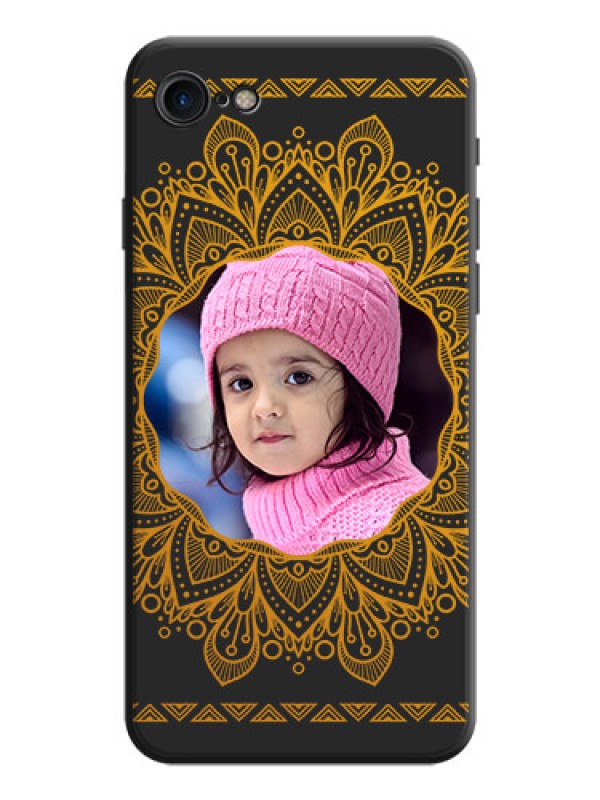 Custom Round Image with Floral Design - Photo on Space Black Soft Matte Mobile Cover - iPhone 7