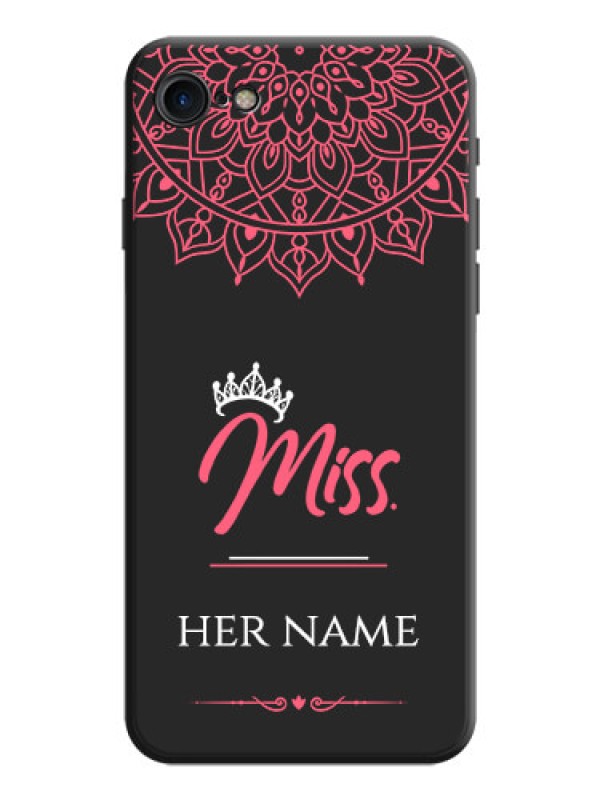 Custom Mrs Name with Floral Design on Space Black Personalized Soft Matte Phone Covers - iPhone 7