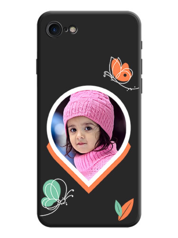 Custom Upload Pic With Simple Butterly Design On Space Black Personalized Soft Matte Phone Covers -Apple Iphone 7