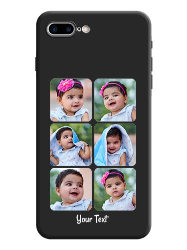 Custom Floral Art with 6 Image Holder - Photo on Space Black Soft Matte Mobile Case - iPhone 8 Plus