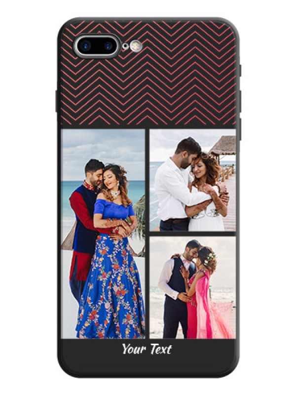 Custom Wave Pattern with 3 Image Holder on Space Black Custom Soft Matte Back Cover - iPhone 8 Plus