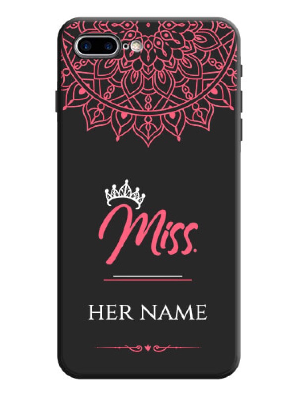 Custom Mrs Name with Floral Design on Space Black Personalized Soft Matte Phone Covers - iPhone 8 Plus