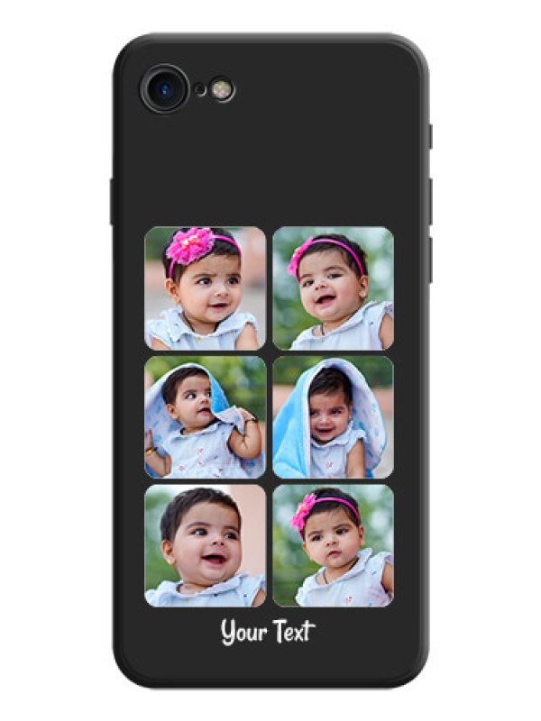 Custom Floral Art with 6 Image Holder - Photo on Space Black Soft Matte Mobile Case - iPhone 8