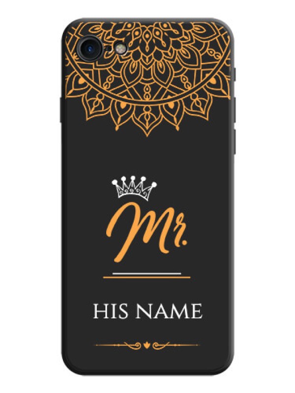 Custom Mr Name with Floral Design  on Personalised Space Black Soft Matte Cases - iPhone 8