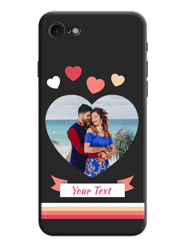 Custom Love Shaped Photo with Colorful Stripes on Personalised Space Black Soft Matte Cases - iPhone SE 2020