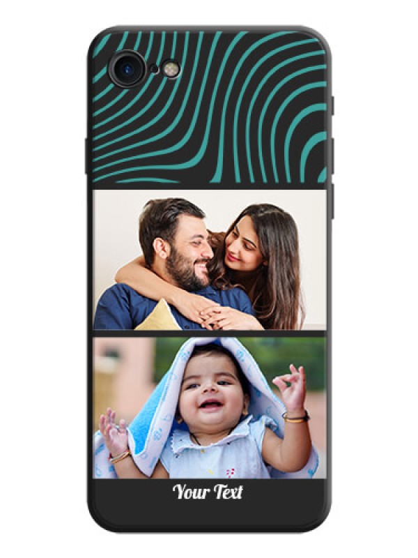 Custom Wave Pattern with 2 Image Holder on Space Black Personalized Soft Matte Phone Covers - iPhone SE 2020