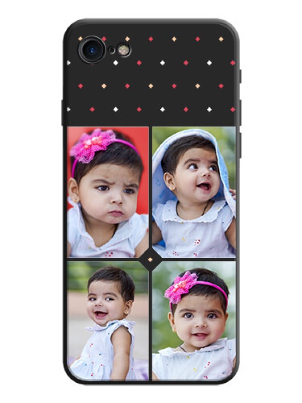 Custom Multicolor Dotted Pattern with 4 Image Holder on Space Black Custom Soft Matte Phone Cases - iPhone SE 2020