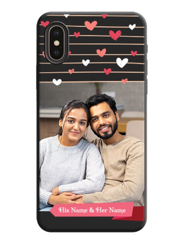 Custom Love Pattern with Name on Pink Ribbon  - Photo on Space Black Soft Matte Back Cover - iPhone X