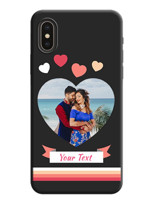 Custom Love Shaped Photo with Colorful Stripes on Personalised Space Black Soft Matte Cases - iPhone X