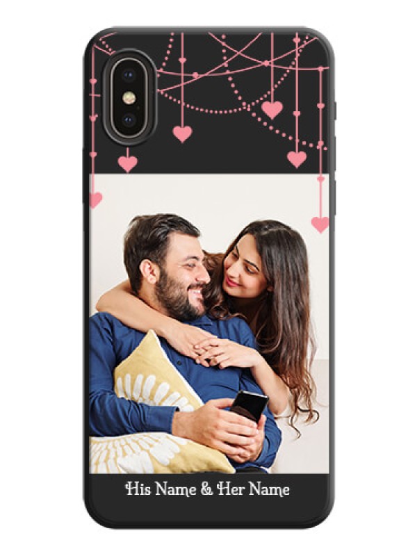 Custom Pink Love Hangings with Text on Space Black Custom Soft Matte Back Cover - iPhone X