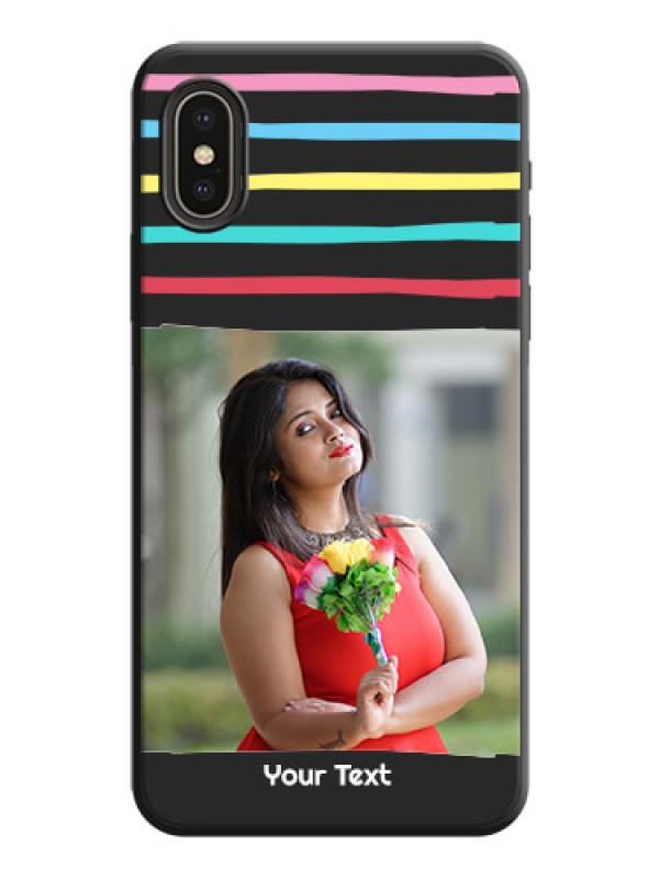 Custom Multicolor Lines with Image on Space Black Personalized Soft Matte Phone Covers - iPhone X