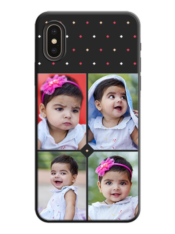 Custom Multicolor Dotted Pattern with 4 Image Holder on Space Black Custom Soft Matte Phone Cases - iPhone X