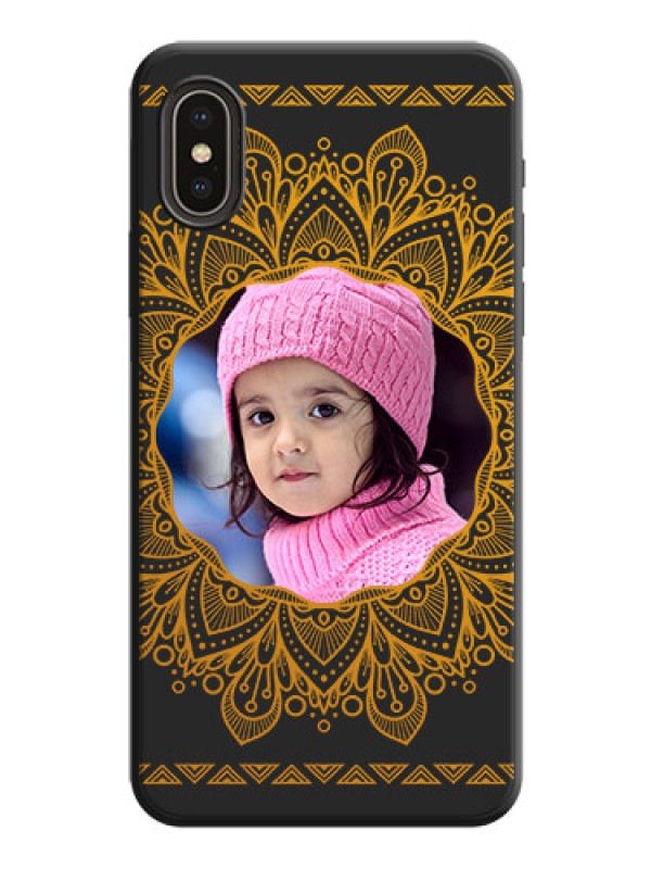 Custom Round Image with Floral Design - Photo on Space Black Soft Matte Mobile Cover - iPhone X