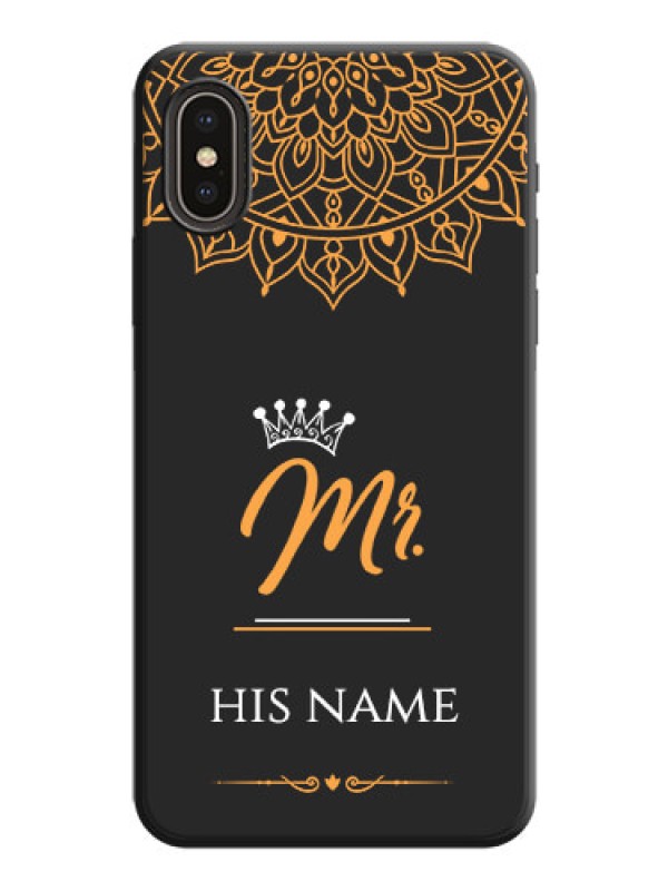 Custom Mr Name with Floral Design  on Personalised Space Black Soft Matte Cases - iPhone X