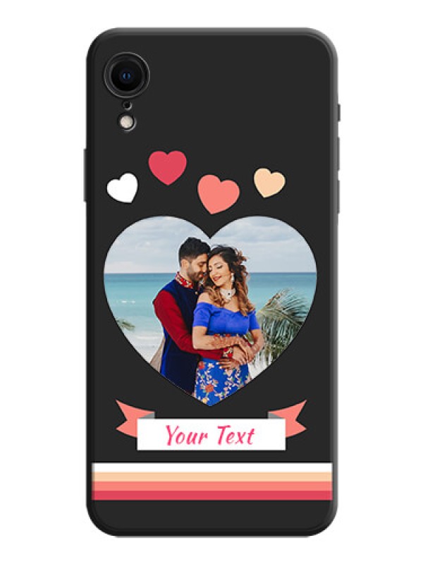Custom Love Shaped Photo with Colorful Stripes on Personalised Space Black Soft Matte Cases - iPhone XR