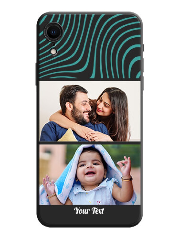 Custom Wave Pattern with 2 Image Holder on Space Black Personalized Soft Matte Phone Covers - iPhone XR