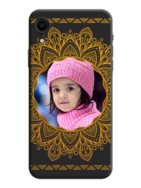Custom Round Image with Floral Design - Photo on Space Black Soft Matte Mobile Cover - iPhone XR