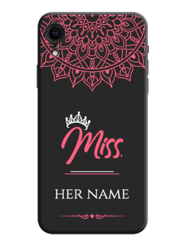 Custom Mrs Name with Floral Design on Space Black Personalized Soft Matte Phone Covers - iPhone XR