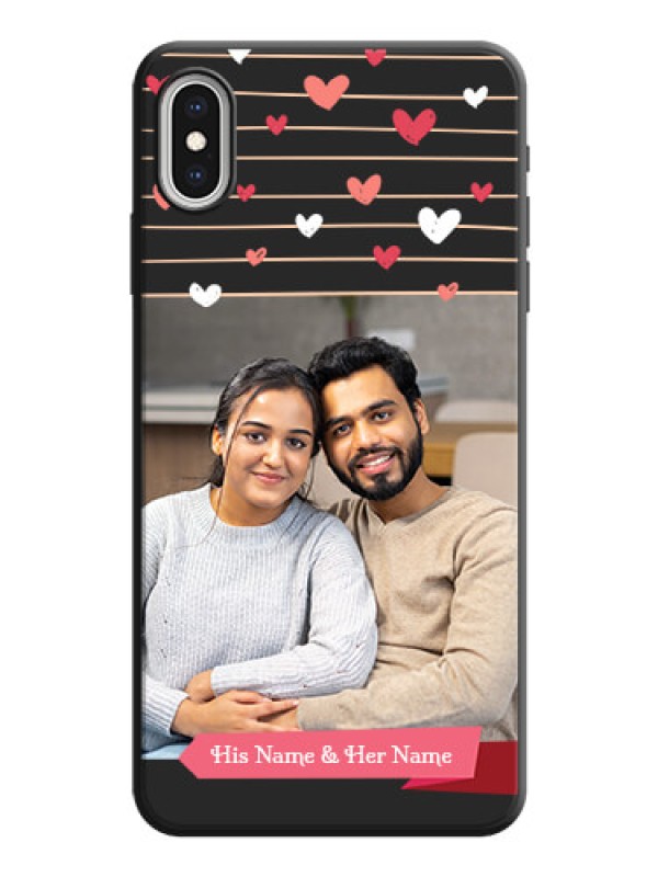 Custom Love Pattern with Name on Pink Ribbon  - Photo on Space Black Soft Matte Back Cover - iPhone XS Max